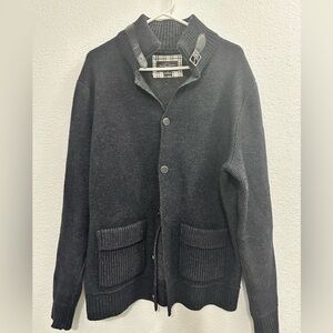 Men's Black Brown 1826 Cardigan Sweater sL Dark Gray Button Front  80% Lambswool